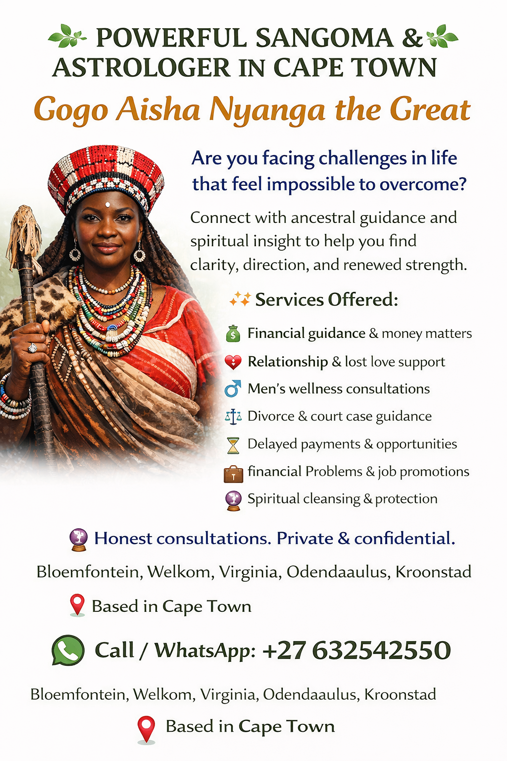 Powerful Sangoma and Psychic in Welkom +27632542550 for sale